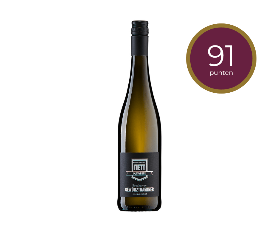 Bergdolt-Reif & Nett Breakaway Gewürztraminer - alcoholvrije wijn Bergdolt-Reiff & Nett Breakaway Gewürztraminer met de 91 punten die het verdiende in de alcohovlrije wijn test 2024 van Falstaff